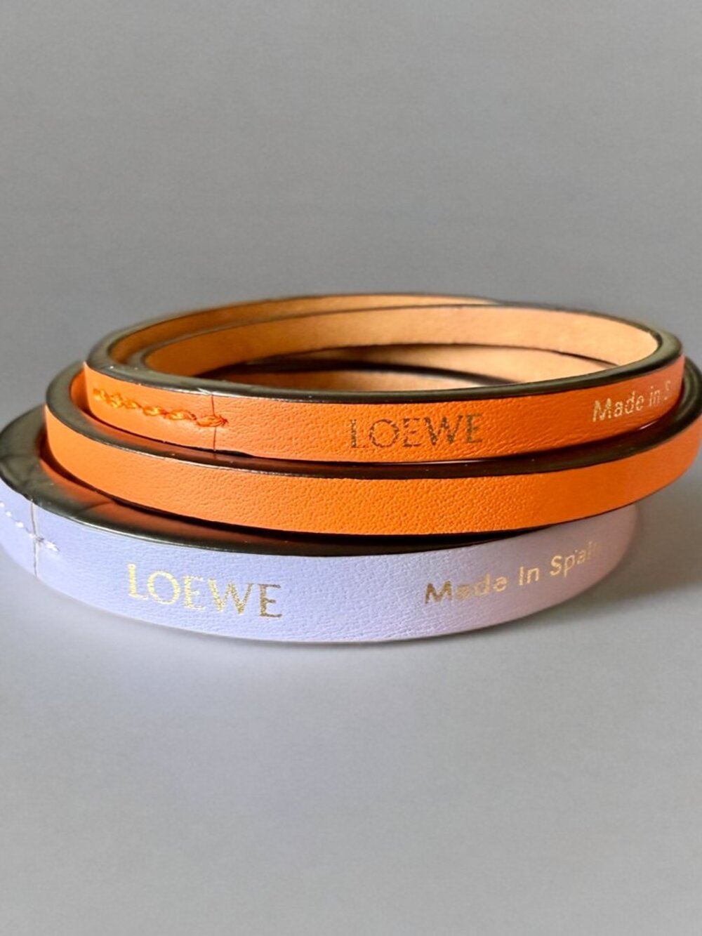 Loewe Paula's Ibiza Leather Bangle Purple Orange Set